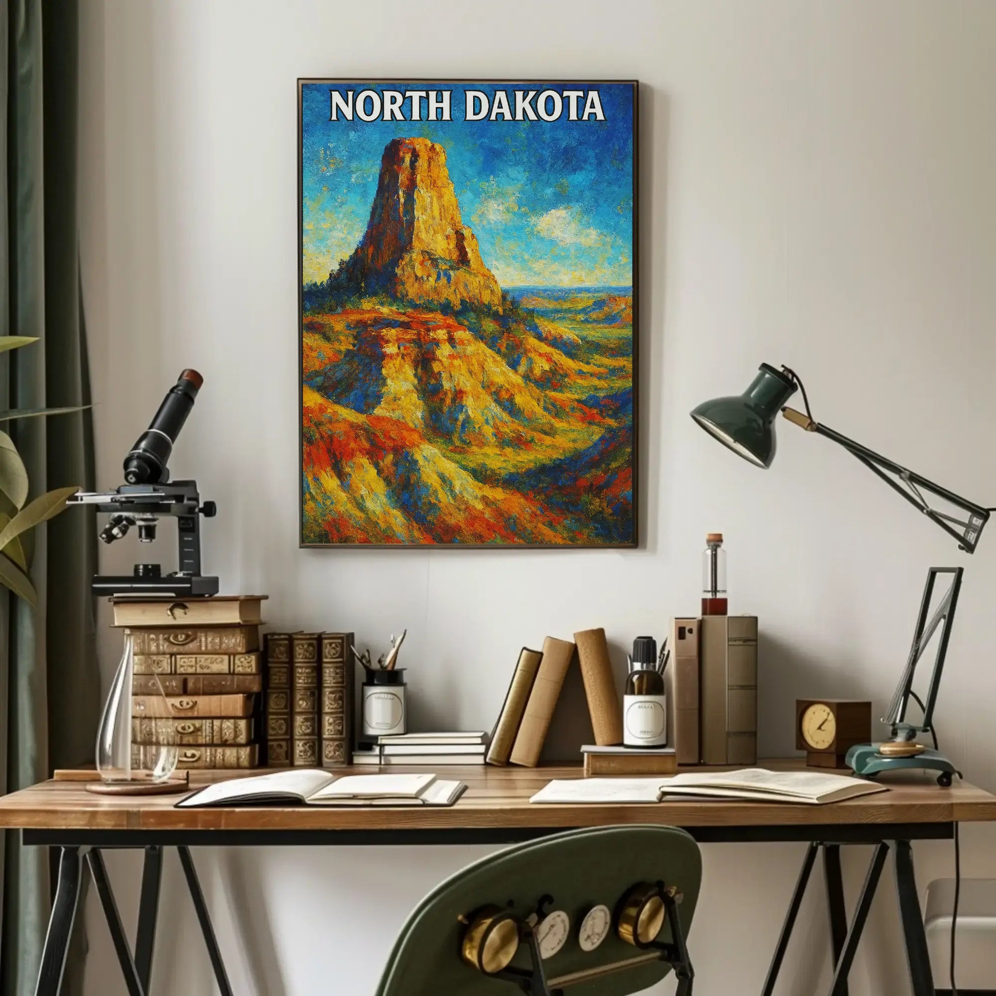 Nostalgic North Dakota Landscape Travel Poster PosterGoat