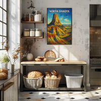 Nostalgic North Dakota Landscape Travel Poster PosterGoat