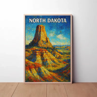 Nostalgic North Dakota Landscape Travel Poster PosterGoat