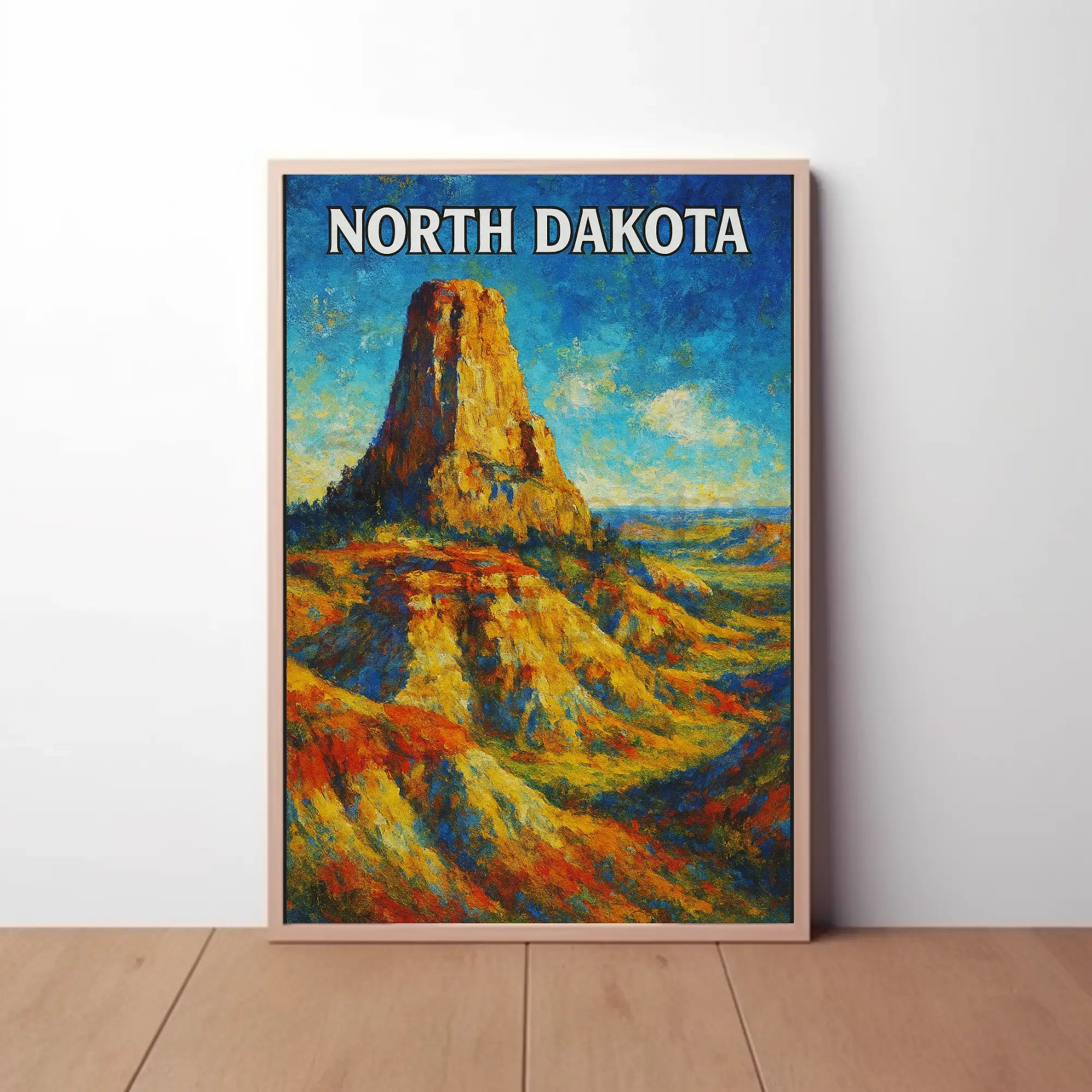 Nostalgic North Dakota Landscape Travel Poster PosterGoat