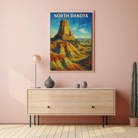 Nostalgic North Dakota Landscape Travel Poster PosterGoat