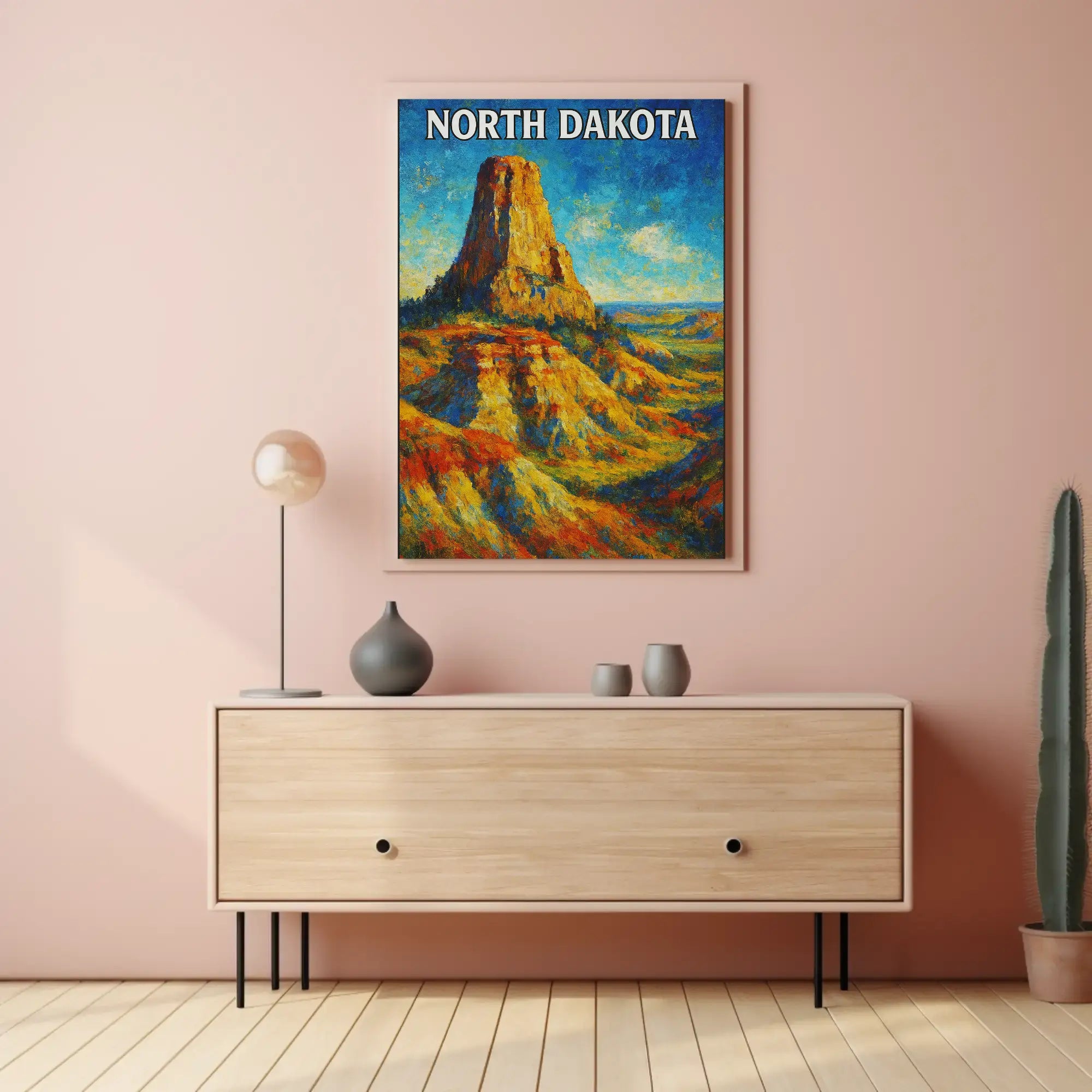 Nostalgic North Dakota Landscape Travel Poster PosterGoat
