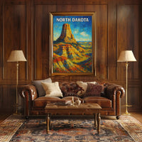 Nostalgic North Dakota Landscape Travel Poster PosterGoat