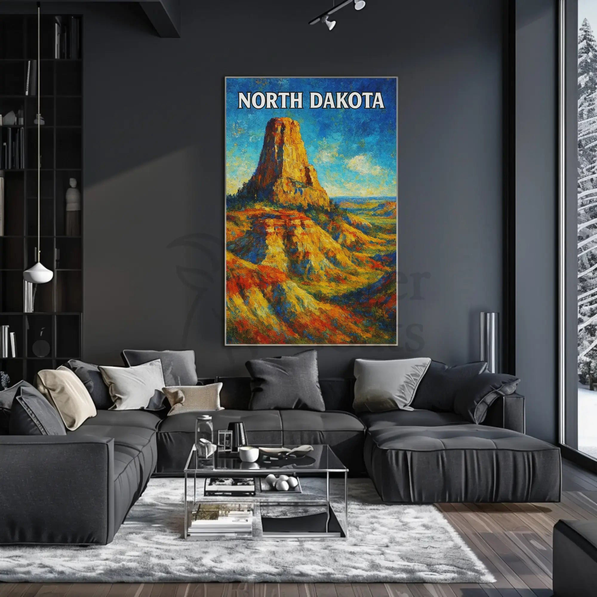 Nostalgic North Dakota Landscape Travel Poster PosterGoat
