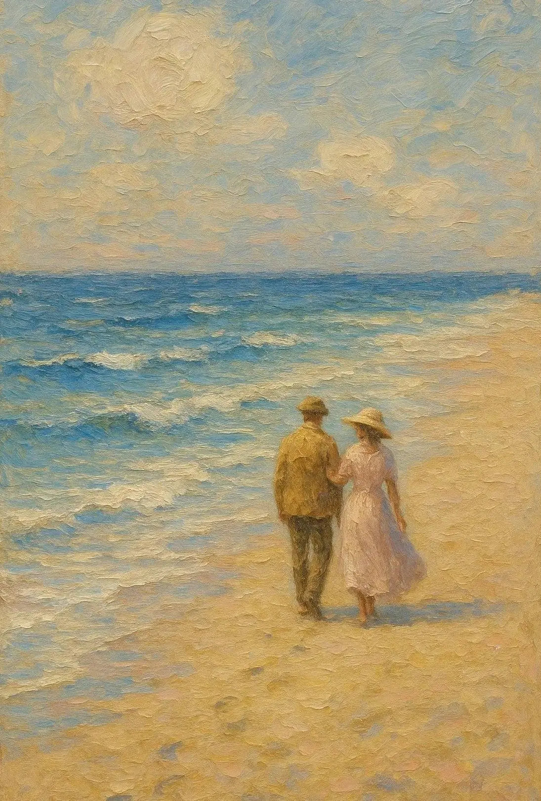 Nostalgic Romance on Shoreline - Cultural or Heritage Poster PosterGoat