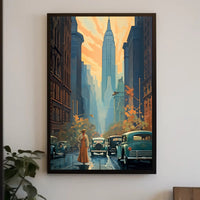 Nostalgic Skyscraper Cityscape Art Deco Poster Urban or Cityscape Poster PosterGoat