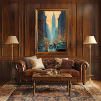 Nostalgic Skyscraper Cityscape Art Deco Poster Urban or Cityscape Poster PosterGoat