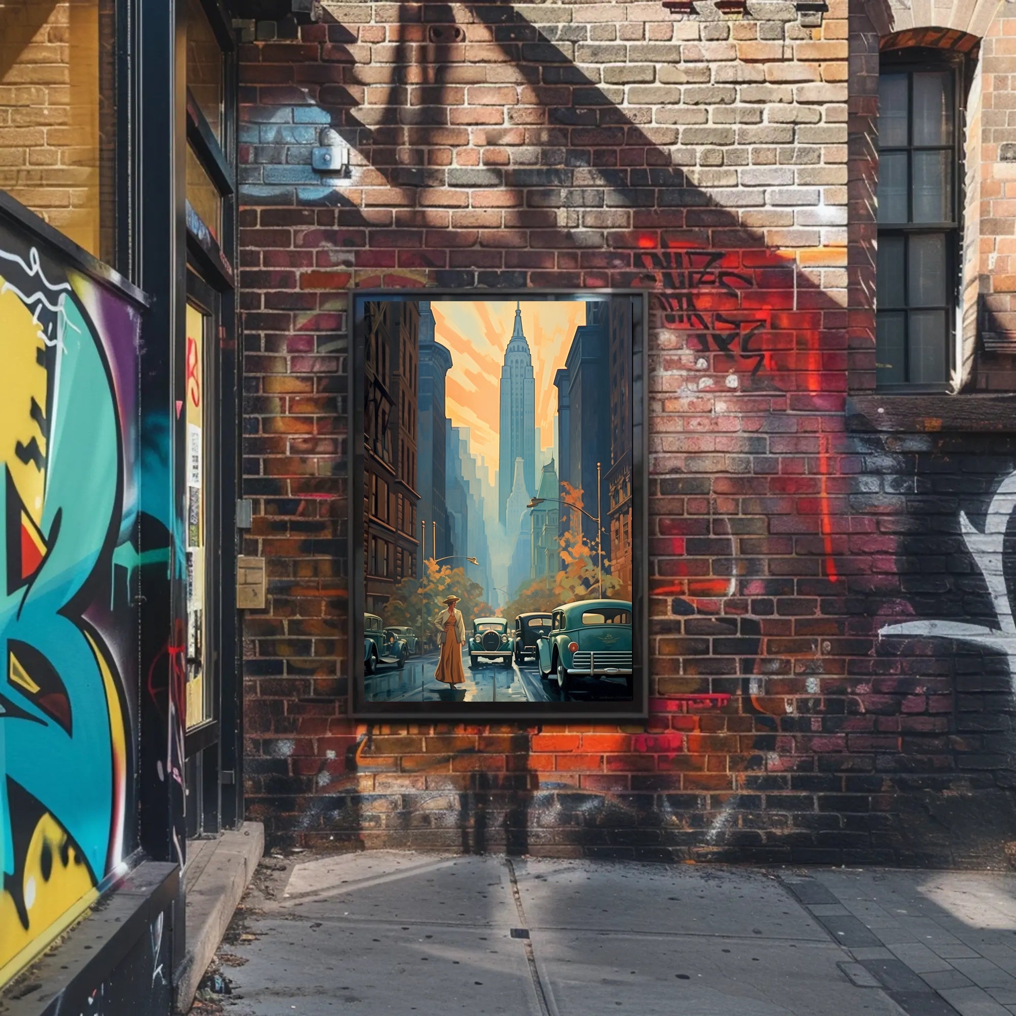 Nostalgic Skyscraper Cityscape Art Deco Poster Urban or Cityscape Poster PosterGoat