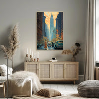 Nostalgic Skyscraper Cityscape Art Deco Poster Urban or Cityscape Poster PosterGoat
