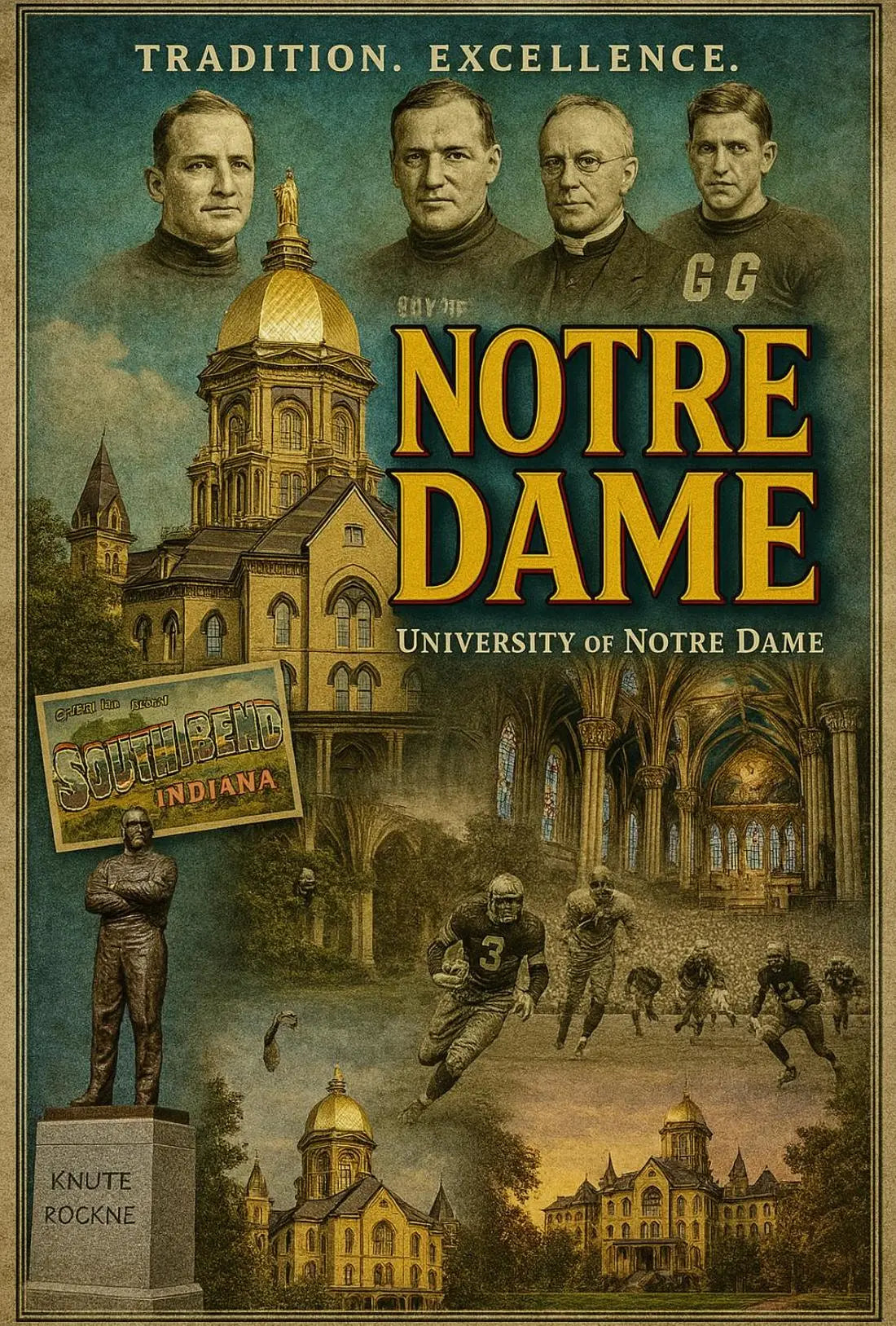 Notre Dame Tradition and Excellence Cultural Heritage Poster PosterGoat