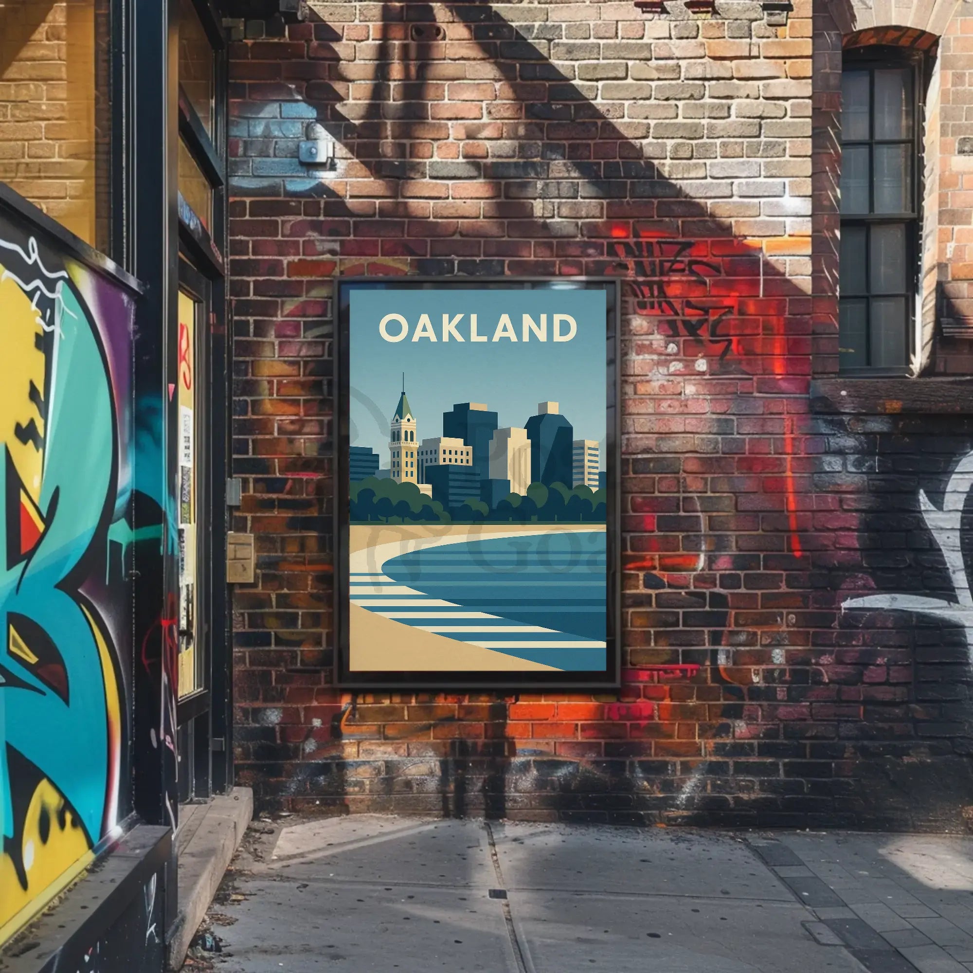 Oakland Skyline Minimalist Urban Landscape Travel Poster PosterGoat