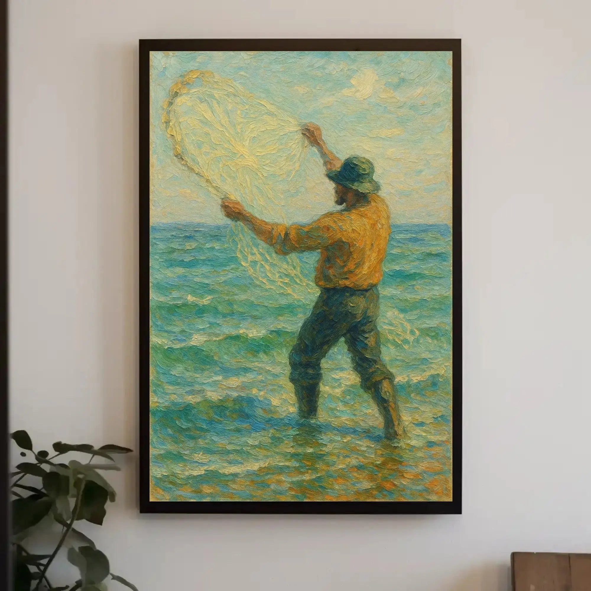 Ocean Fishing Serenity Impressionistic Artistic Poster PosterGoat