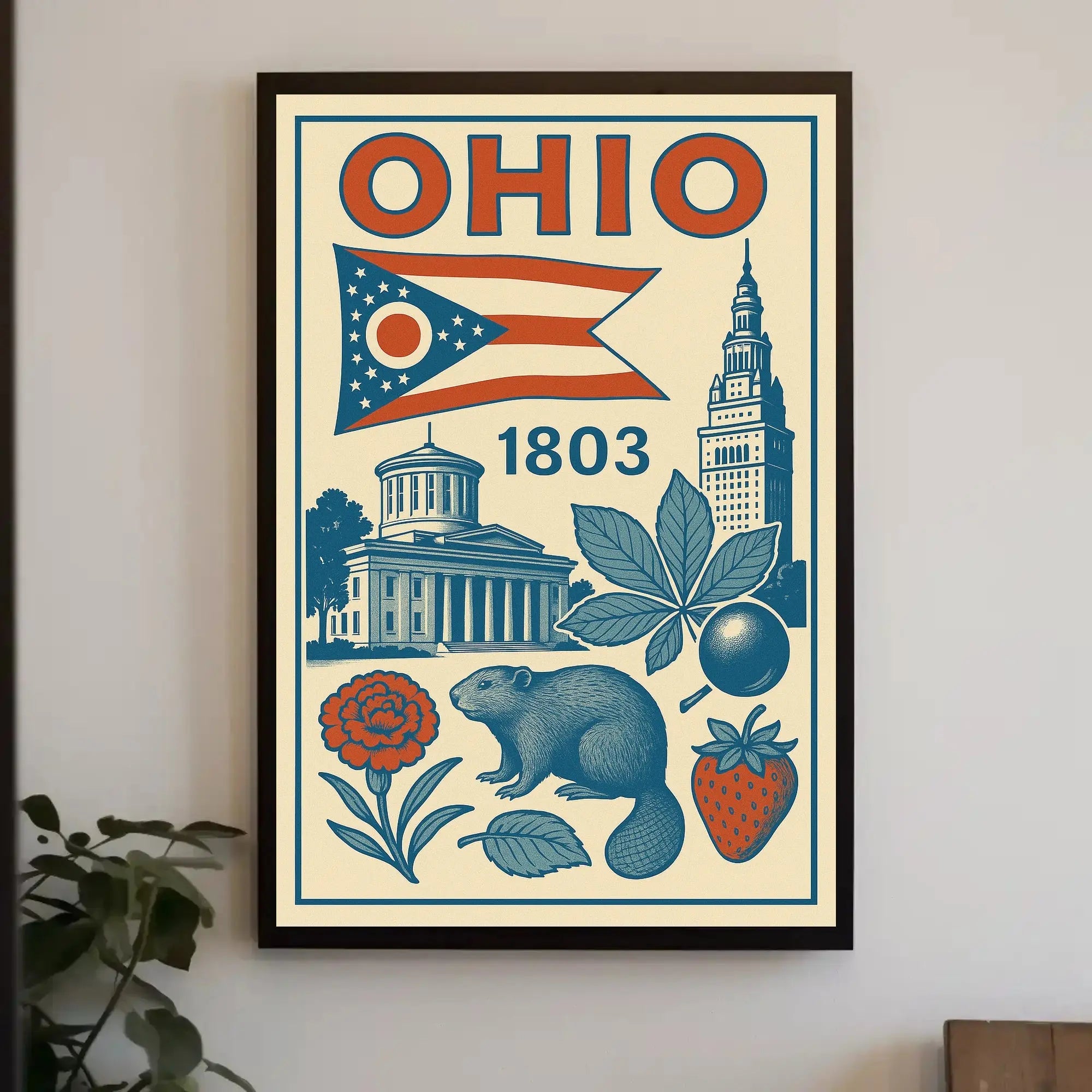 Ohio 1803 Vintage State Pride Cultural Heritage Poster PosterGoat