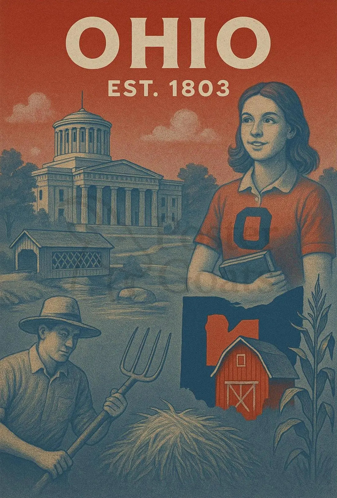 Ohio Heritage and History Celebrated in Retro Poster PosterGoat