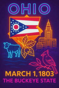 Ohio Neon Lights Retro Poster Celebrates Cultural Heritage PosterGoat