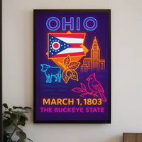 Ohio Neon Lights Retro Poster Celebrates Cultural Heritage PosterGoat