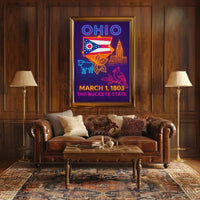 Ohio Neon Lights Retro Poster Celebrates Cultural Heritage PosterGoat
