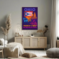 Ohio Neon Lights Retro Poster Celebrates Cultural Heritage PosterGoat