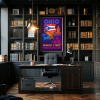 Ohio Neon Lights Retro Poster Celebrates Cultural Heritage PosterGoat