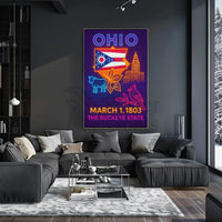 Ohio Neon Lights Retro Poster Celebrates Cultural Heritage PosterGoat