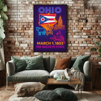 Ohio Neon Lights Retro Poster Celebrates Cultural Heritage PosterGoat