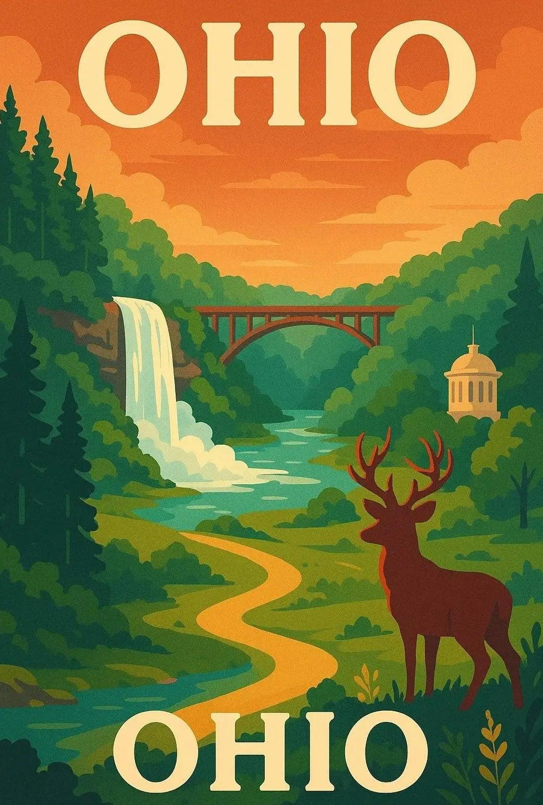 Ohio Scenic Escape Vintage Travel Poster PosterGoat