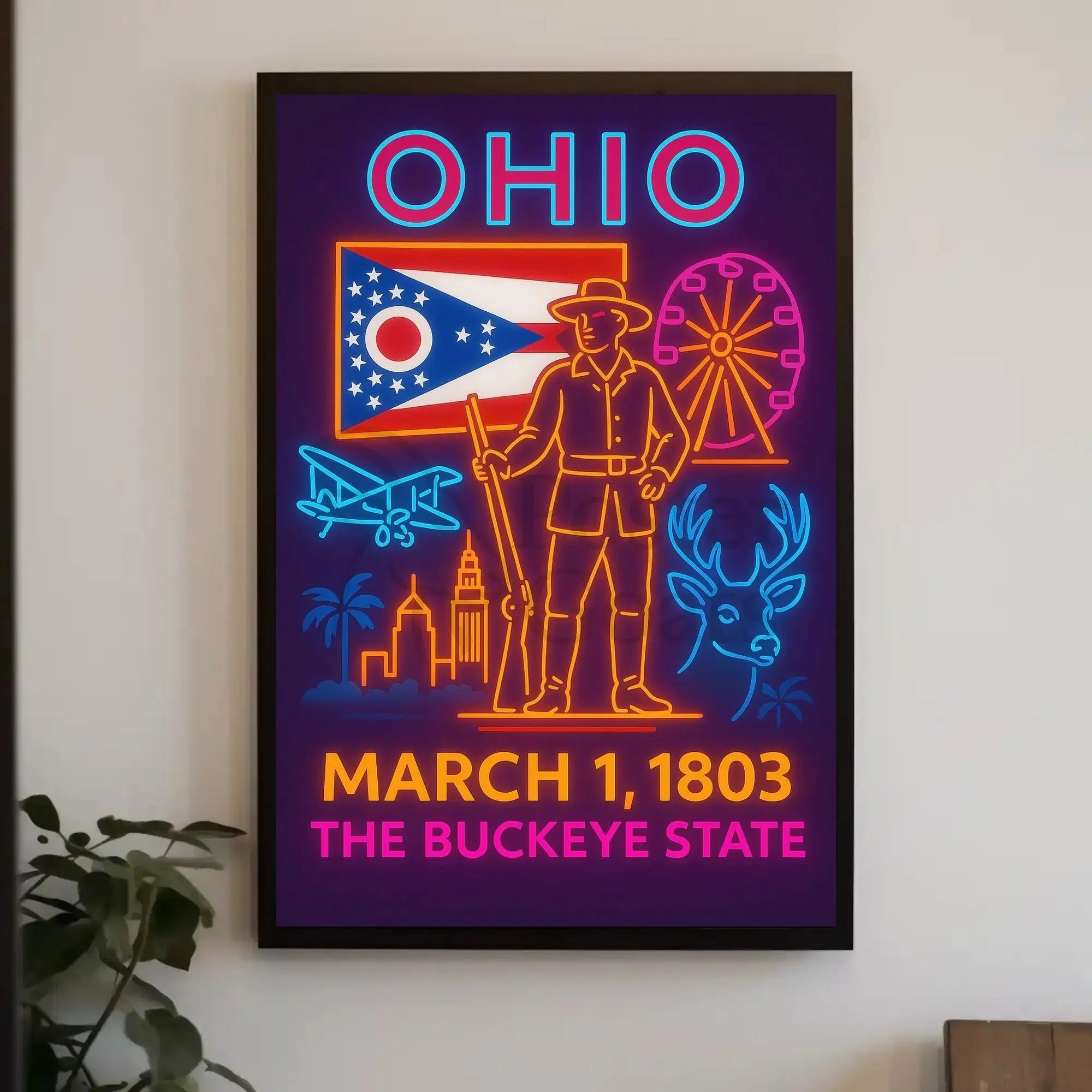 Ohio Statehood Celebration: Neon Heritage Cultural or Heritage Poster PosterGoat