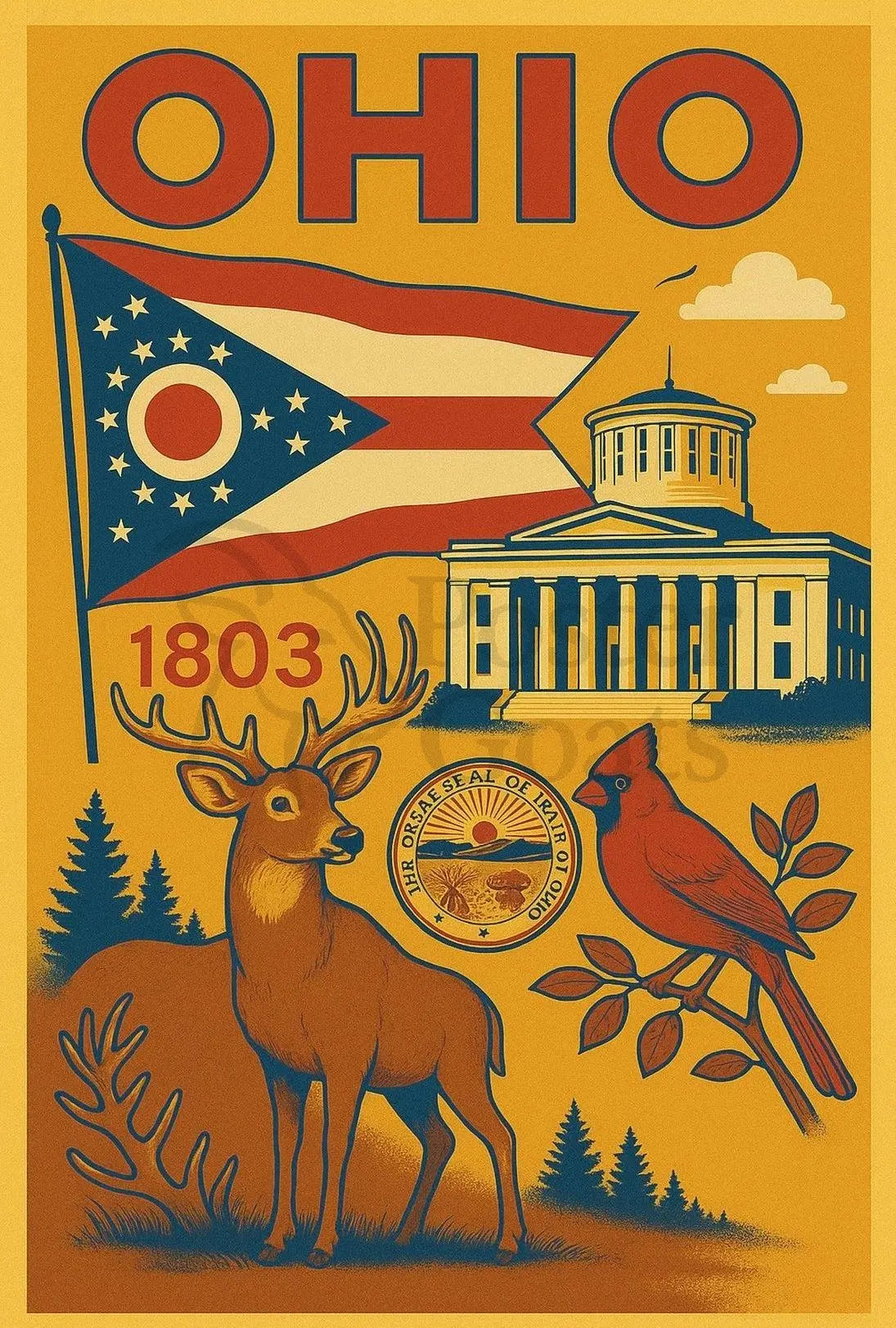 Ohio Vintage Retro State Pride Cultural or Heritage Poster PosterGoat