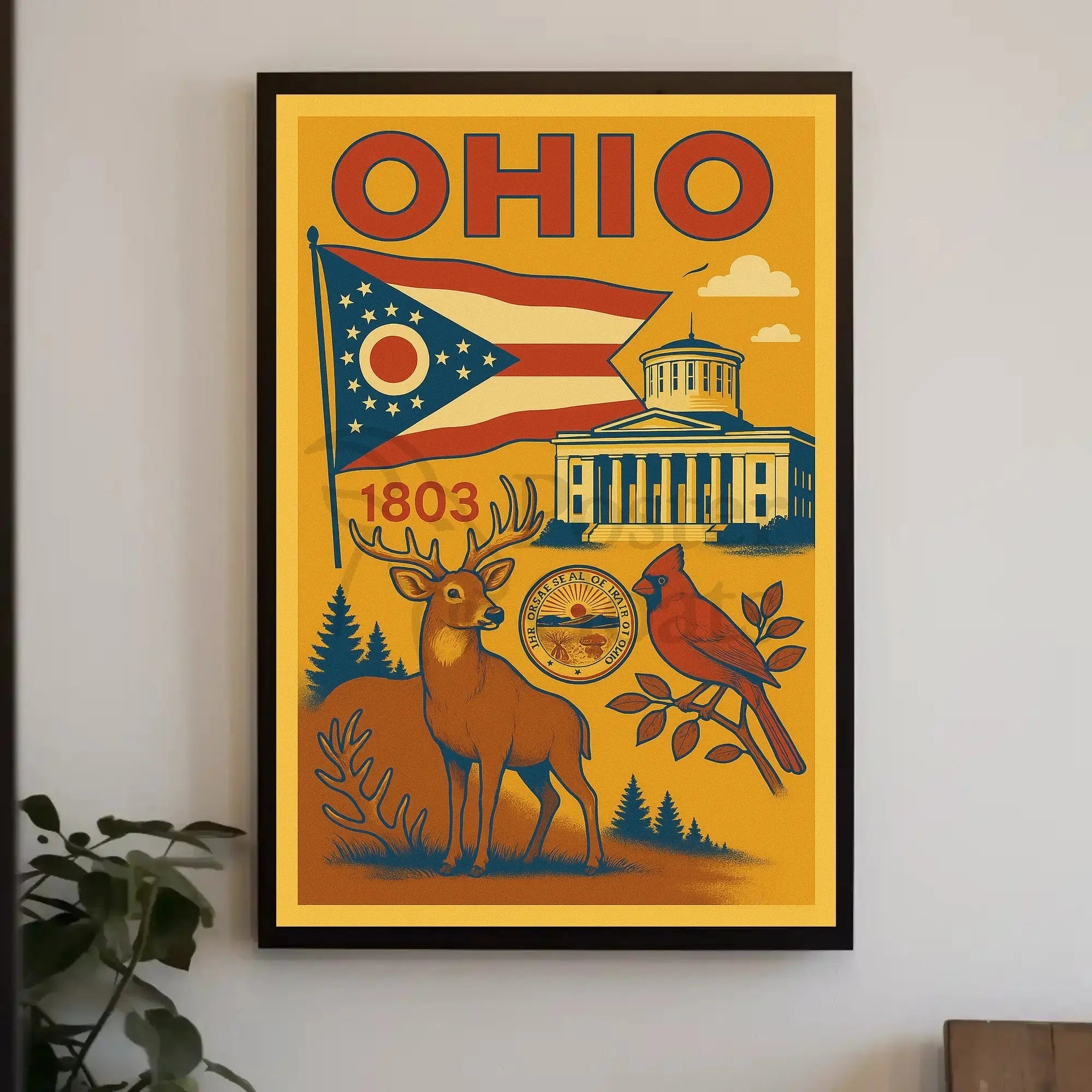 Ohio Vintage Retro State Pride Cultural or Heritage Poster PosterGoat