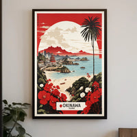 Okinawa Seaside Serenity: Retro-Inspired Travel Poster PosterGoat