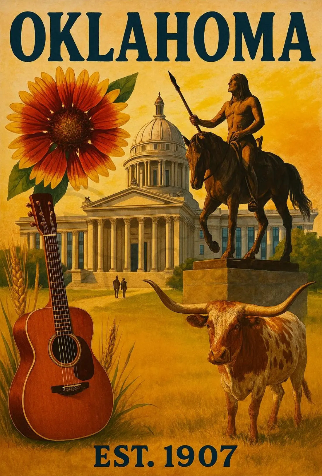 Oklahoma State Pride Vintage Cultural Heritage Poster PosterGoat