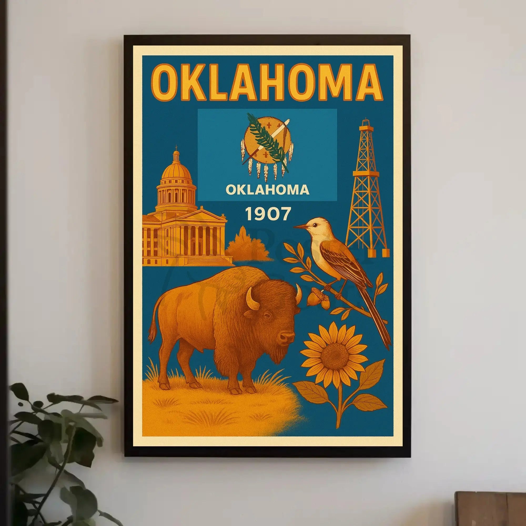 Oklahoma Statehood 1907 Vintage Poster Celebrating Heritage and Culture PosterGoat