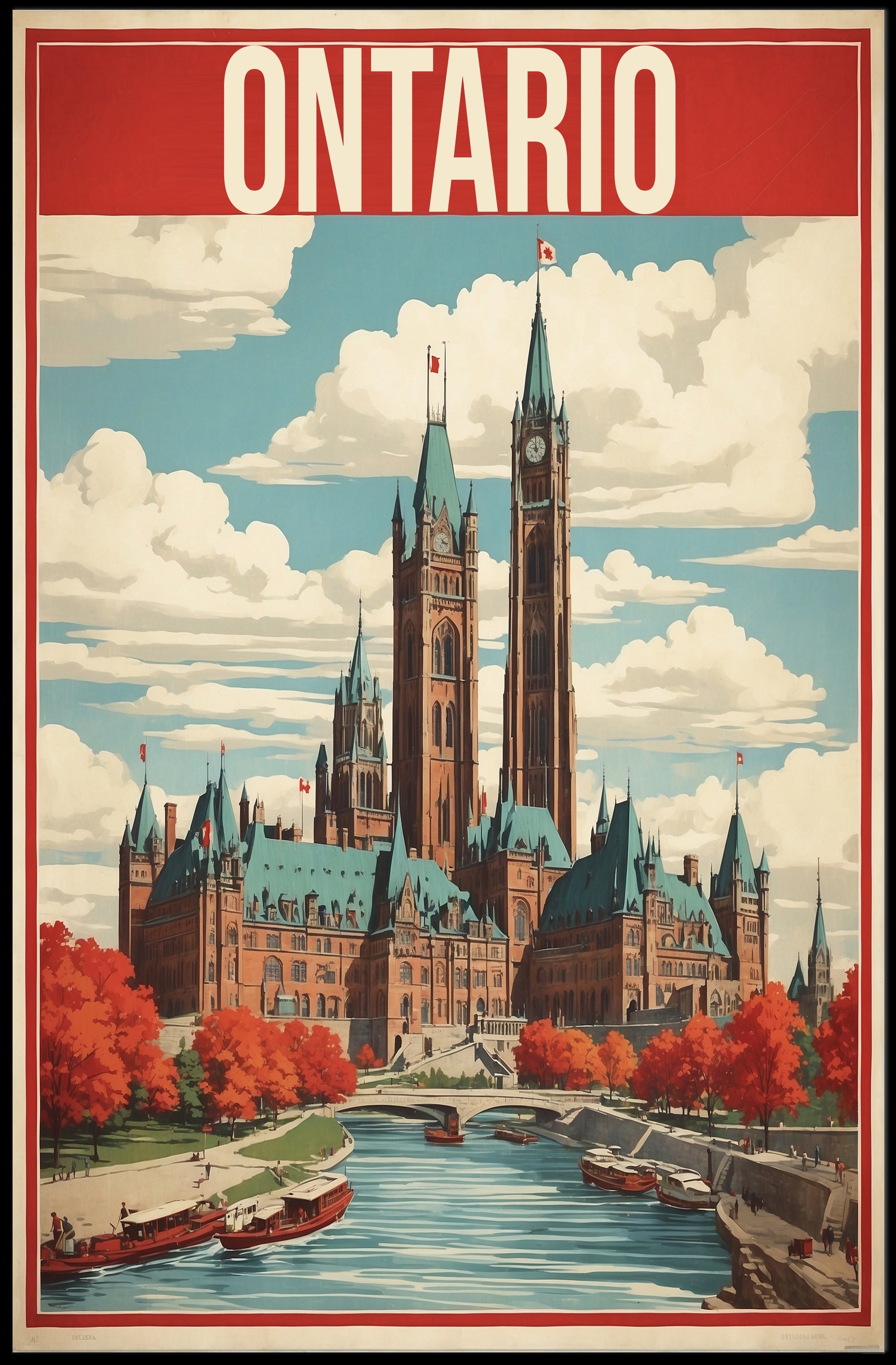 Ontario Parliament Scenic View Vintage Travel Poster PosterGoat
