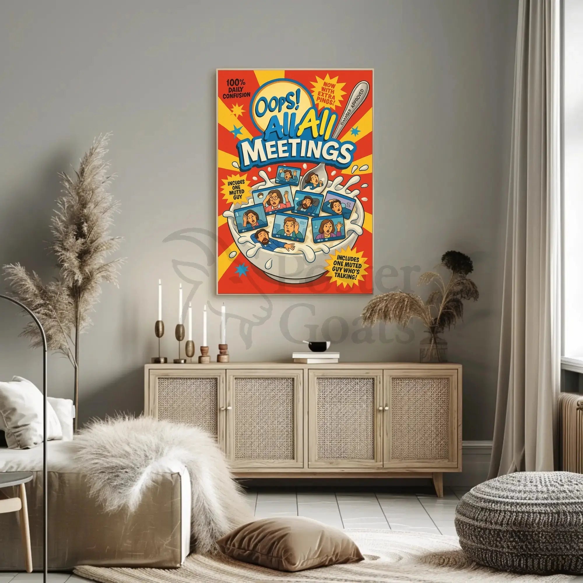 Oops! All Meetings Humorous Pop Culture Poster PosterGoat