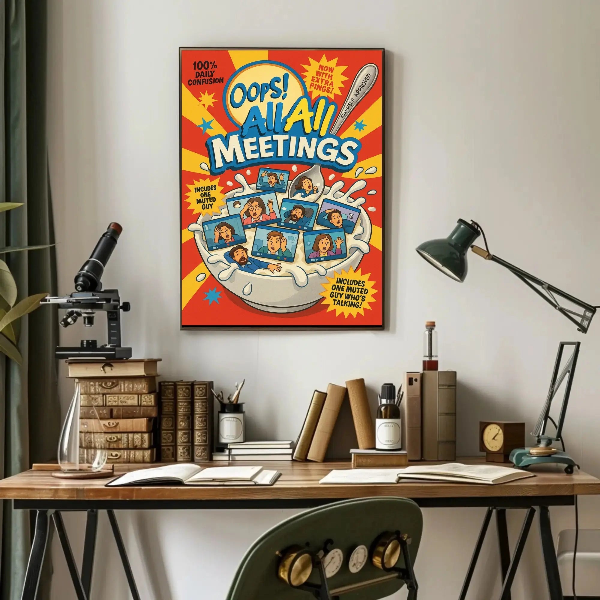 Oops! All Meetings Humorous Pop Culture Poster PosterGoat