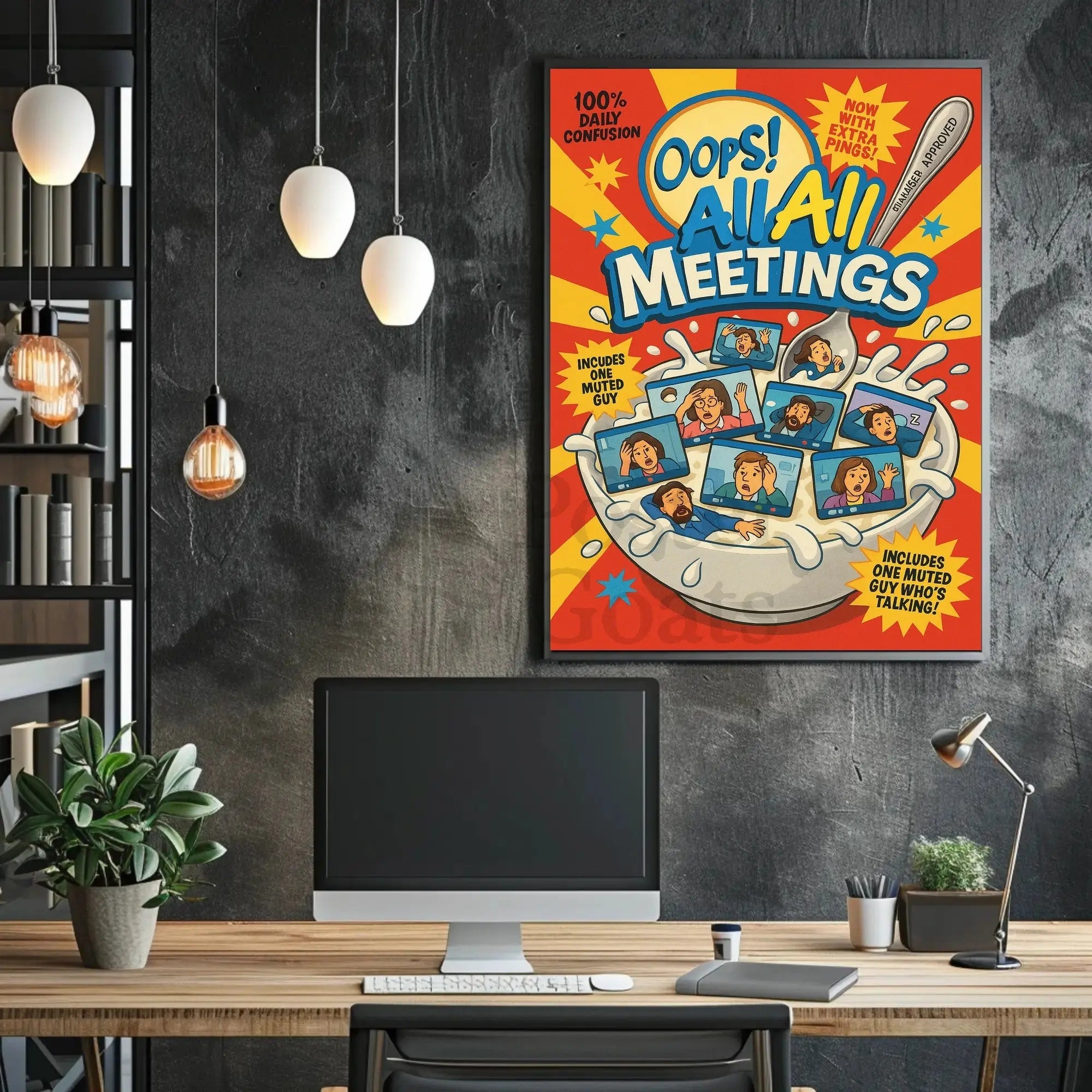 Oops! All Meetings Humorous Pop Culture Poster PosterGoat