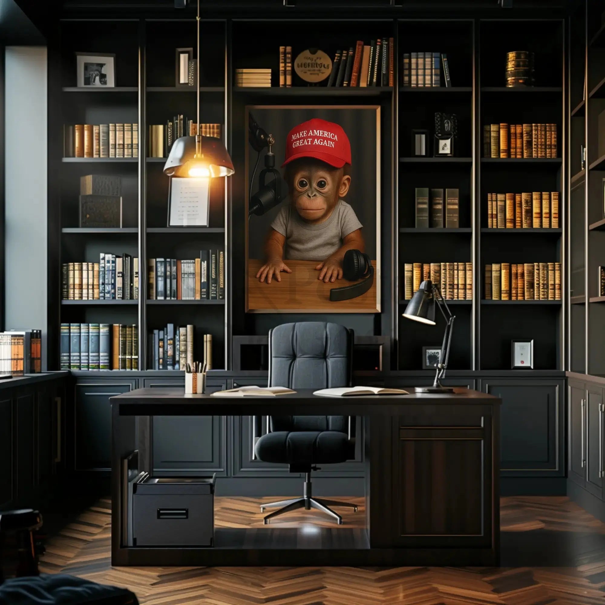 Orangutan Satire Political Humor Modern Satirical Poster PosterGoat