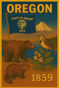 Oregon 1859 Vintage Commemorative Cultural Heritage Poster PosterGoat