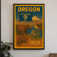 Oregon 1859 Vintage Commemorative Cultural Heritage Poster PosterGoat