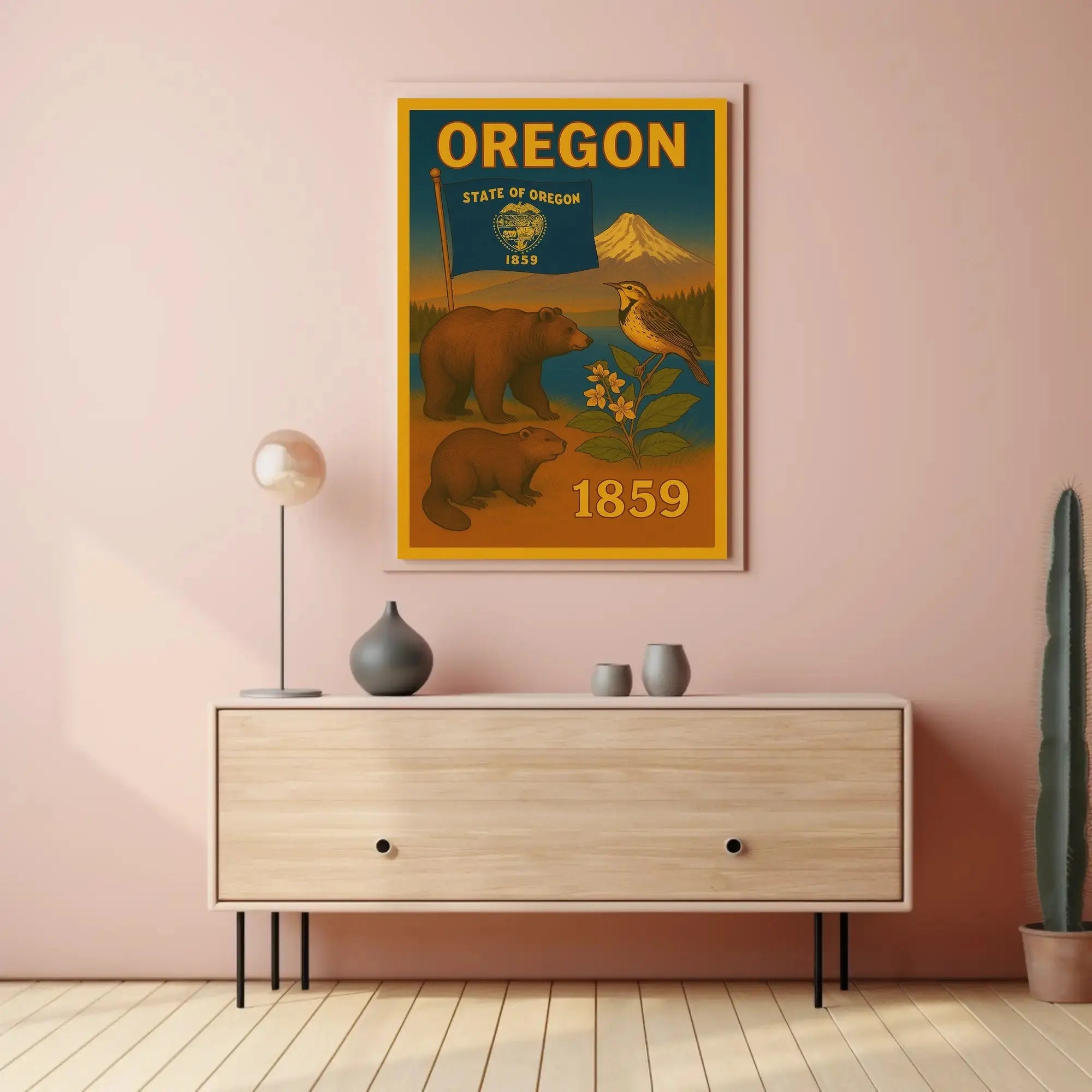 Oregon 1859 Vintage Commemorative Cultural Heritage Poster PosterGoat