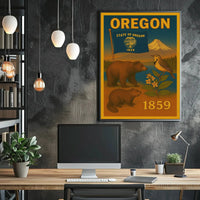 Oregon 1859 Vintage Commemorative Cultural Heritage Poster PosterGoat