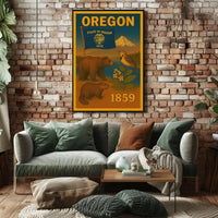 Oregon 1859 Vintage Commemorative Cultural Heritage Poster PosterGoat