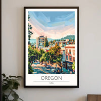 Oregon Cityscape Harmony: Urban Meets Nature Travel Poster PosterGoat