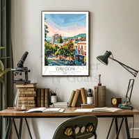 Oregon Cityscape Harmony: Urban Meets Nature Travel Poster PosterGoat