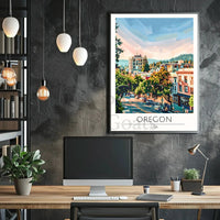 Oregon Cityscape Harmony: Urban Meets Nature Travel Poster PosterGoat