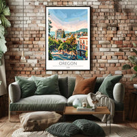 Oregon Cityscape Harmony: Urban Meets Nature Travel Poster PosterGoat