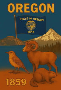 Oregon Heritage Wildlife Travel Poster PosterGoat