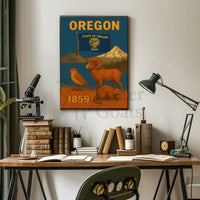 Oregon Heritage Wildlife Travel Poster PosterGoat