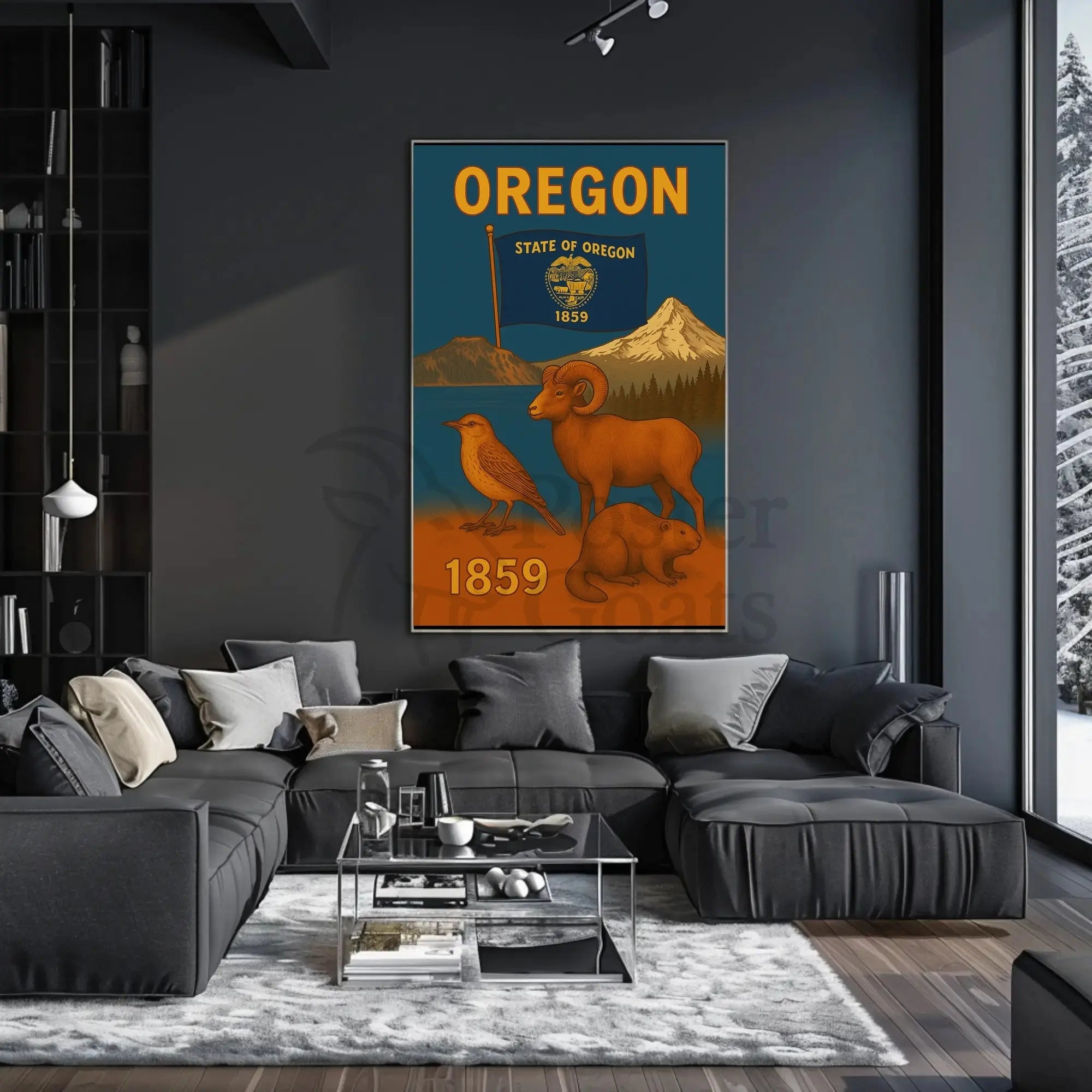 Oregon Heritage Wildlife Travel Poster PosterGoat