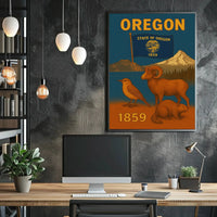 Oregon Heritage Wildlife Travel Poster PosterGoat